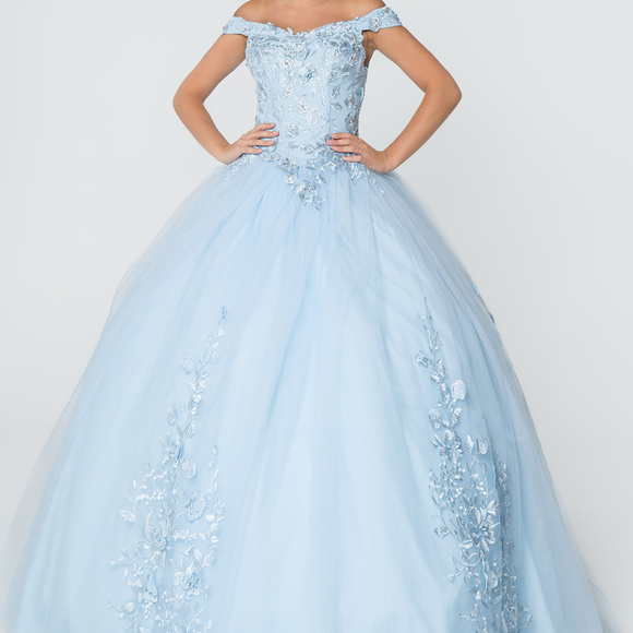 V-Neckline Baby Blush Ballgown Dress - Picture 1 of 3